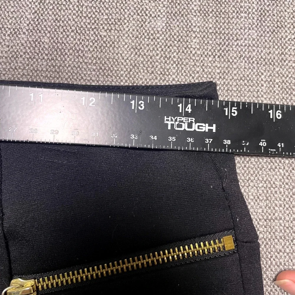 Michael Kors Black Pencil Skirt Womens 6 Gold Zip Accents Modern Minimalist